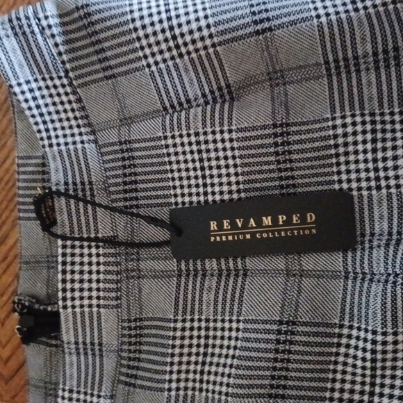 NWT REVAMPED Dark Academia Plaid StretchyTrousers - Picture 5 of 7